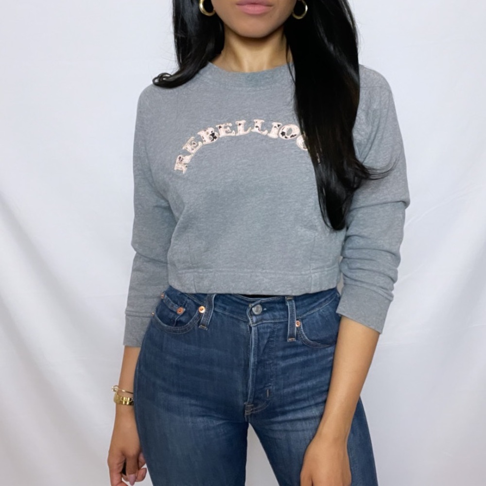 Sunday Best | Grey "Rebellious" Cropped Sweatshirt